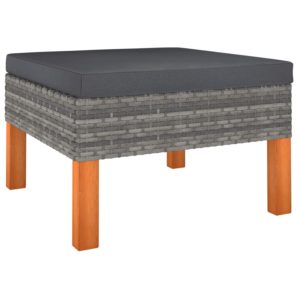 6-delige Loungeset met kussens poly rattan grijs