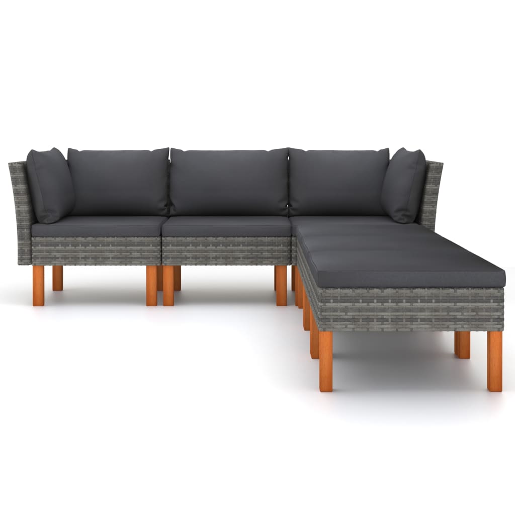 6-delige Loungeset met kussens poly rattan grijs is nu te koop bij PeponiXL, paradijselijk wonen!