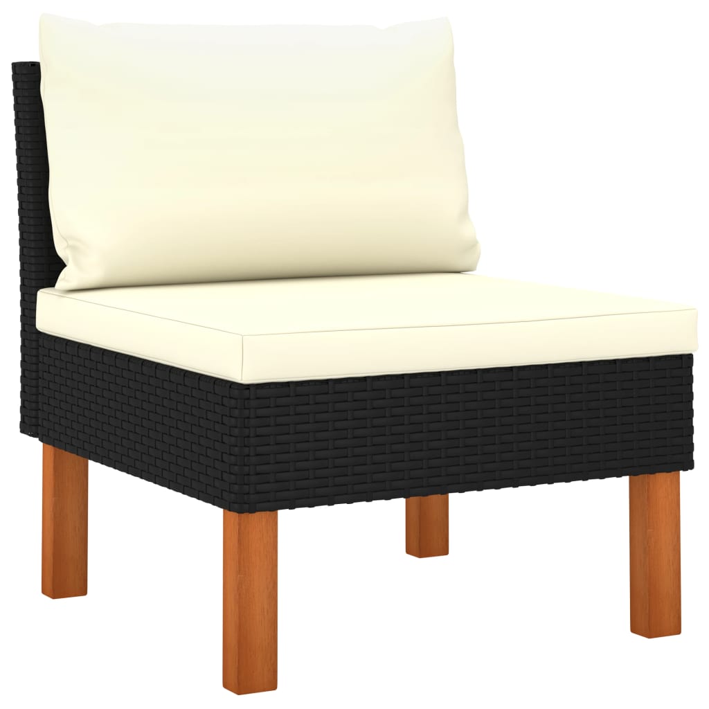 5-delige Loungeset met kussens poly rattan zwart is nu te koop bij PeponiXL, paradijselijk wonen!