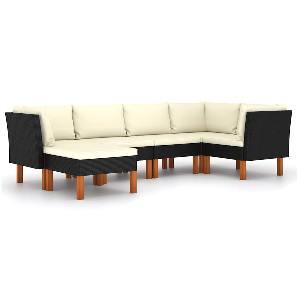 6-delige Loungeset met kussens poly rattan zwart is nu te koop bij PeponiXL, paradijselijk wonen!