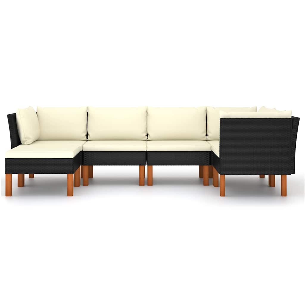 6-delige Loungeset met kussens poly rattan zwart is nu te koop bij PeponiXL, paradijselijk wonen!
