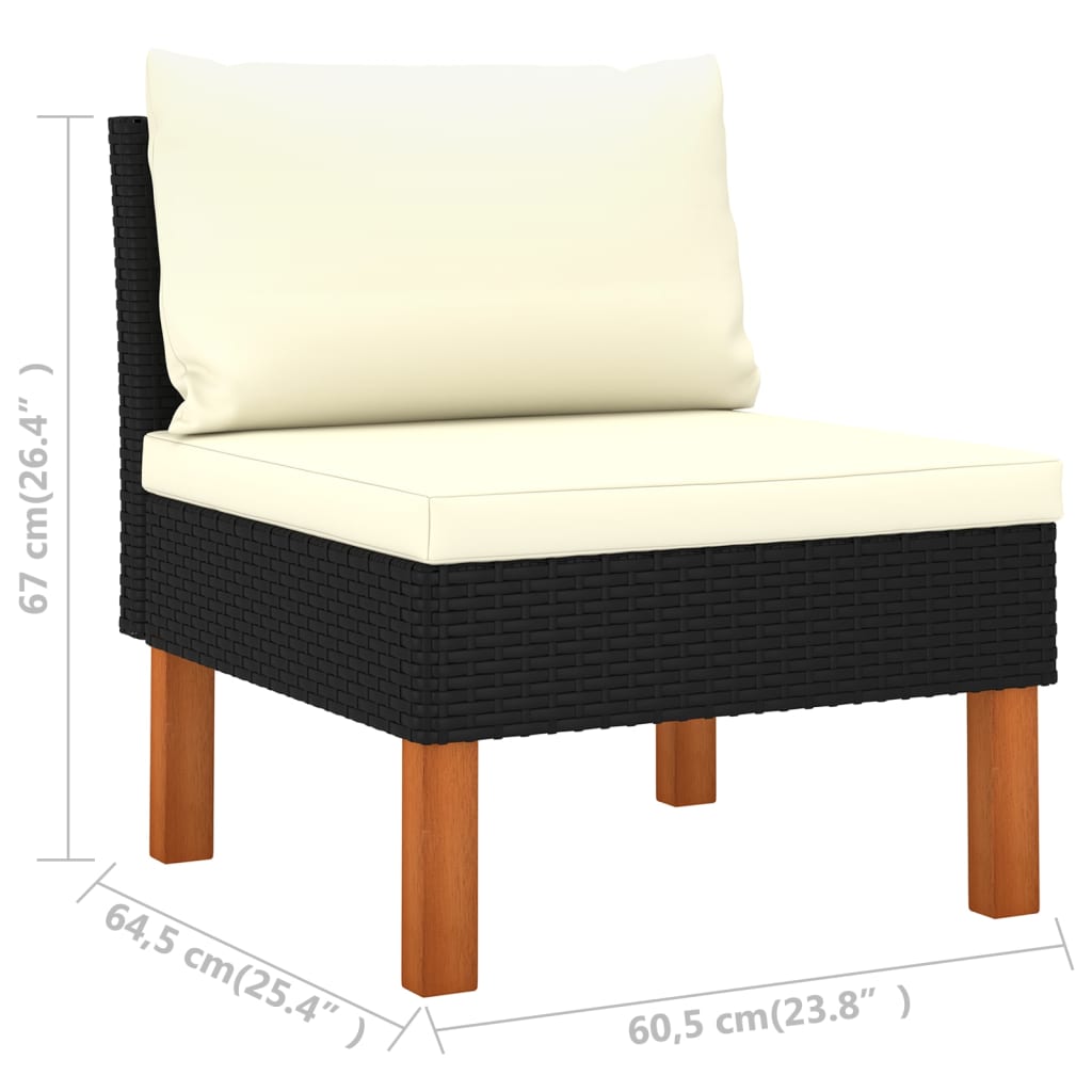 6-delige Loungeset met kussens poly rattan zwart is nu te koop bij PeponiXL, paradijselijk wonen!