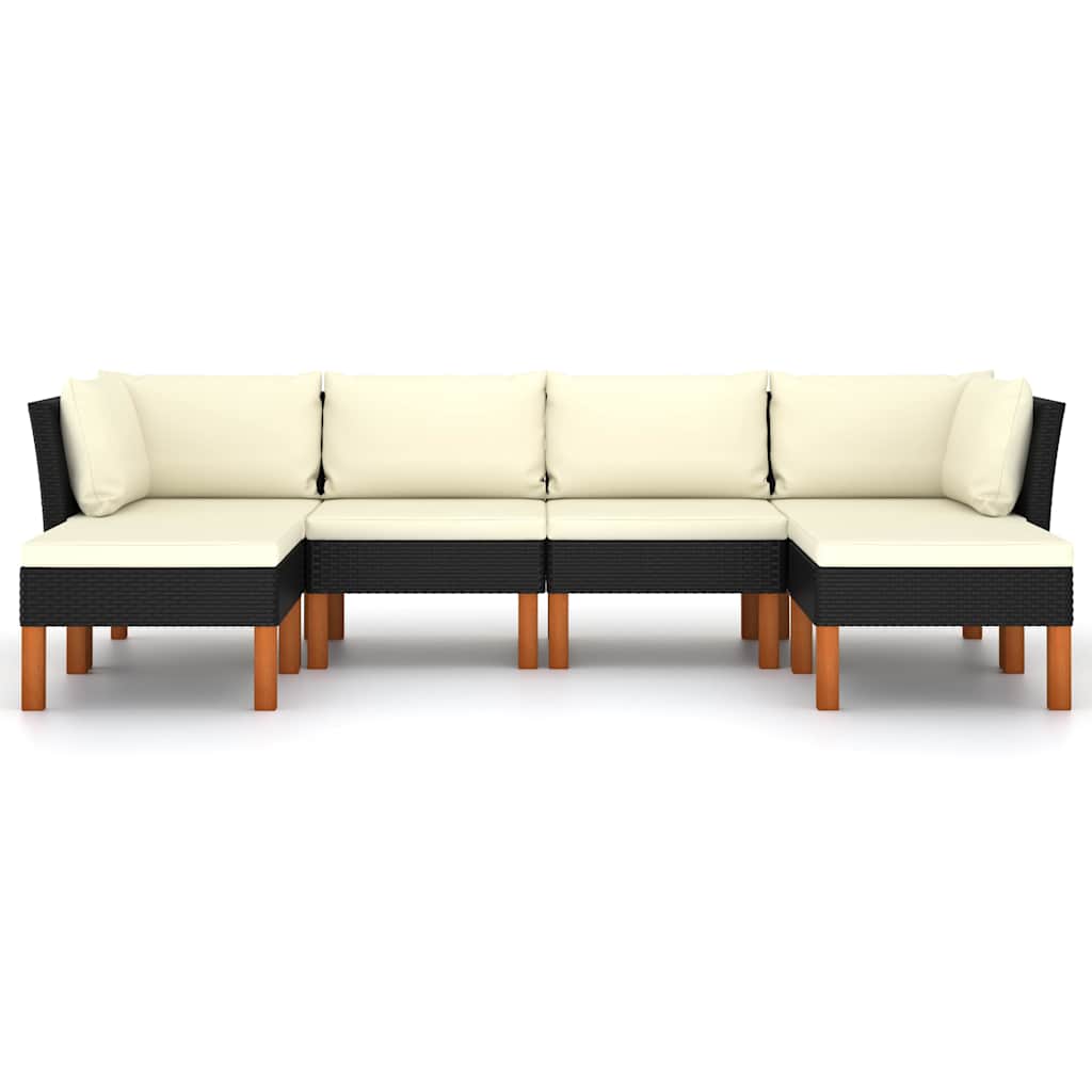 6-delige Loungeset met kussens poly rattan zwart is nu te koop bij PeponiXL, paradijselijk wonen!