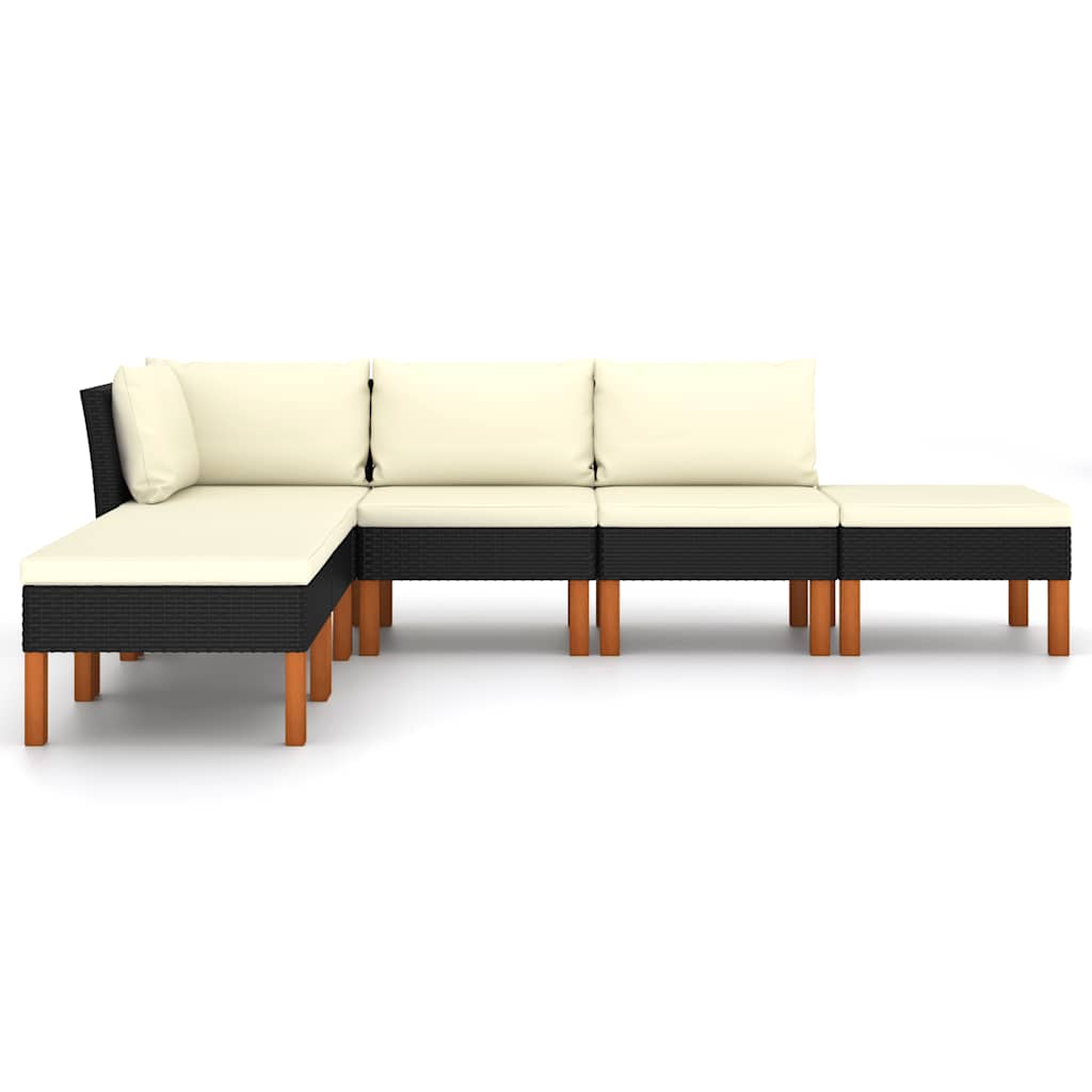 6-delige Loungeset met kussens poly rattan zwart is nu te koop bij PeponiXL, paradijselijk wonen!