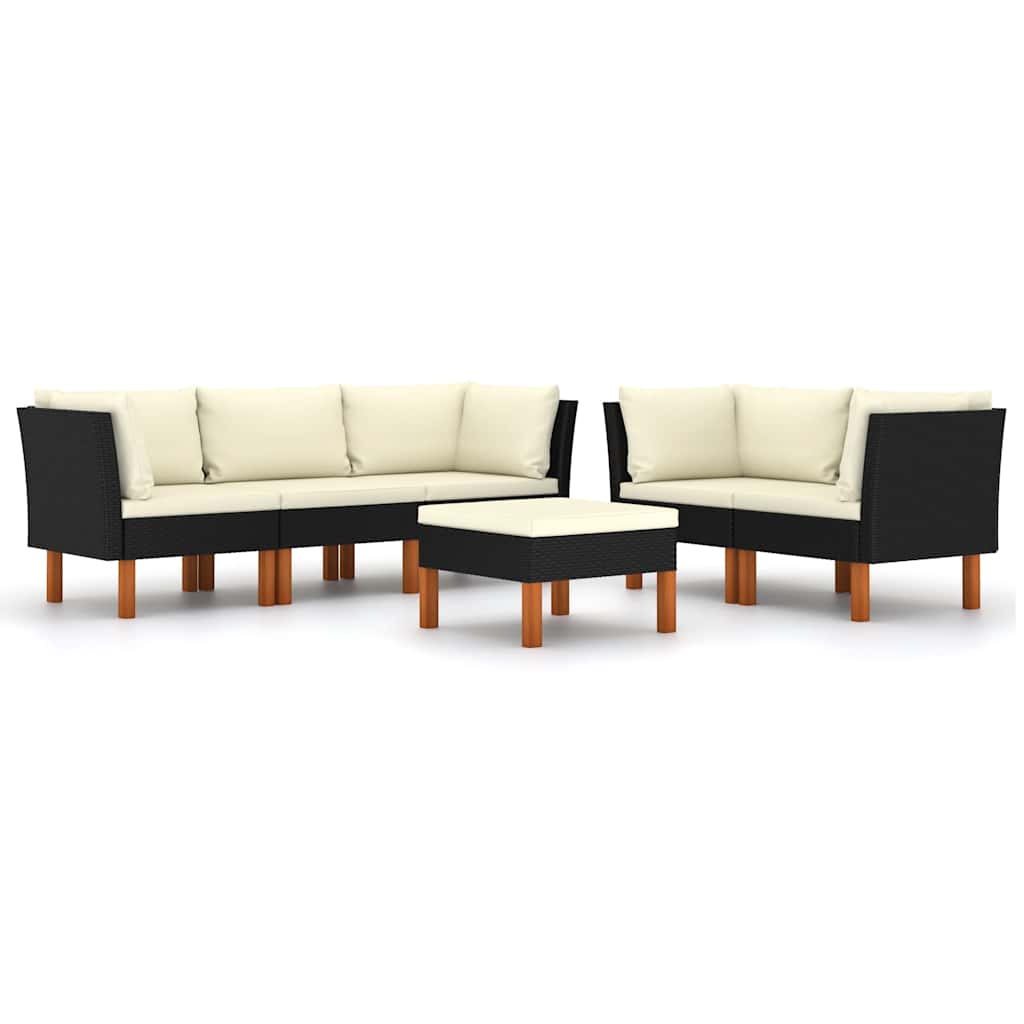 6-delige Loungeset met kussens poly rattan zwart is nu te koop bij PeponiXL, paradijselijk wonen!