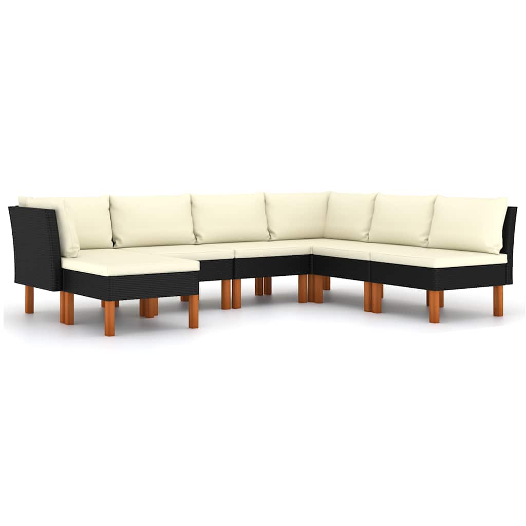 7-delige Loungeset met kussens poly rattan zwart is nu te koop bij PeponiXL, paradijselijk wonen!
