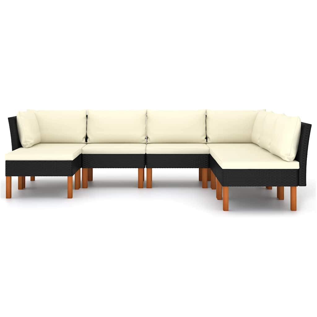 7-delige Loungeset met kussens poly rattan zwart is nu te koop bij PeponiXL, paradijselijk wonen!
