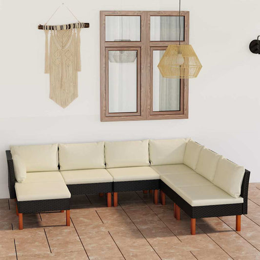 7-delige Loungeset met kussens poly rattan zwart is nu te koop bij PeponiXL, paradijselijk wonen!