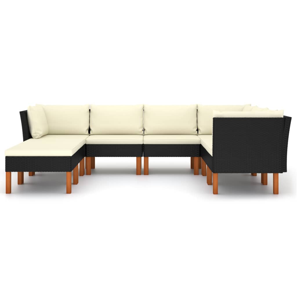 8-delige Loungeset met kussens poly rattan zwart is nu te koop bij PeponiXL, paradijselijk wonen!