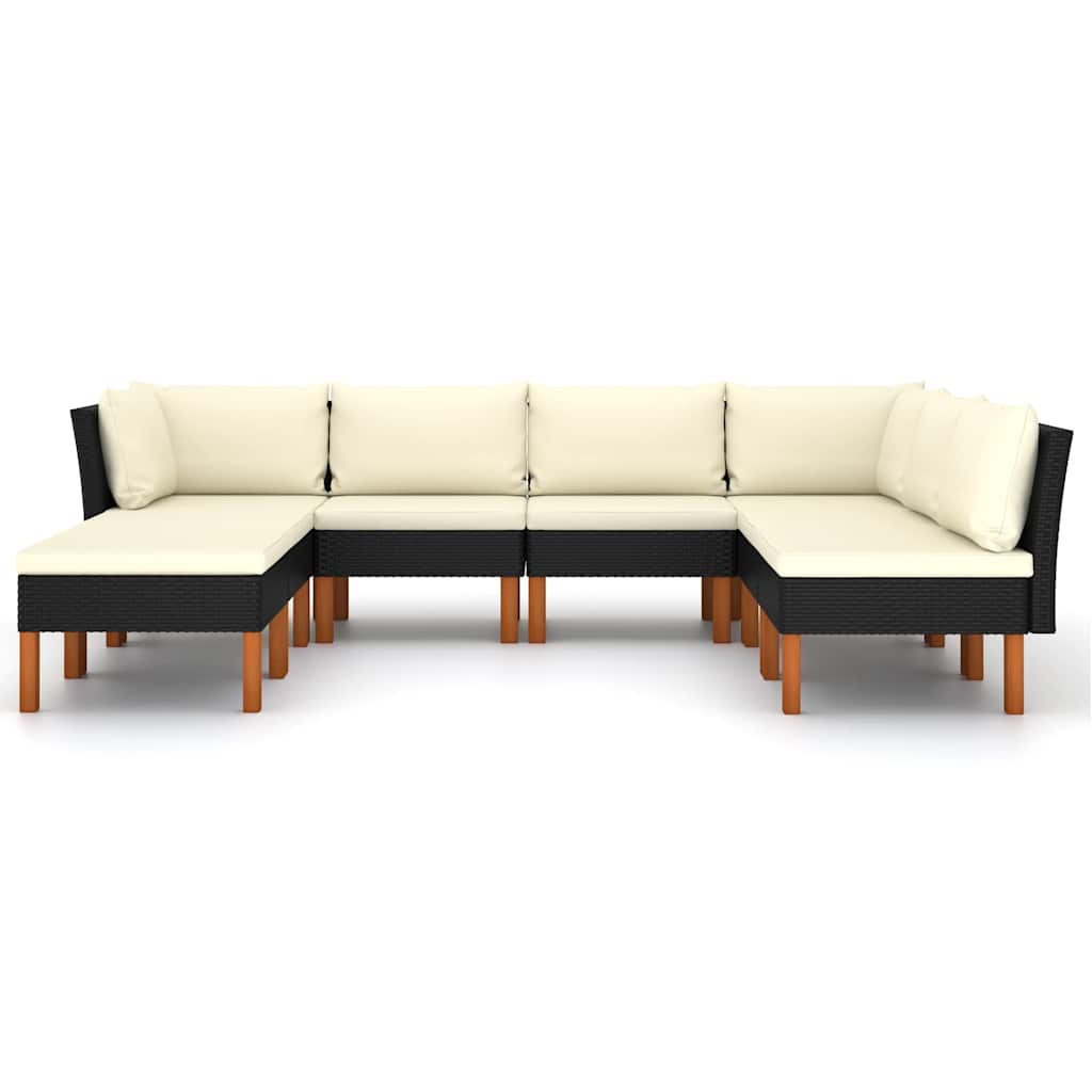 8-delige Loungeset met kussens poly rattan zwart is nu te koop bij PeponiXL, paradijselijk wonen!