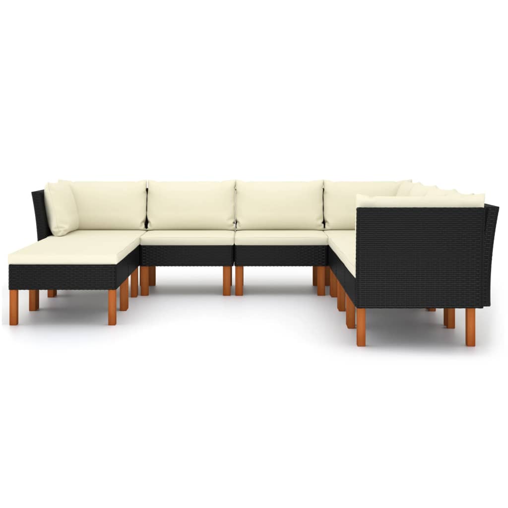 9-delige Loungeset met kussens poly rattan zwart is nu te koop bij PeponiXL, paradijselijk wonen!
