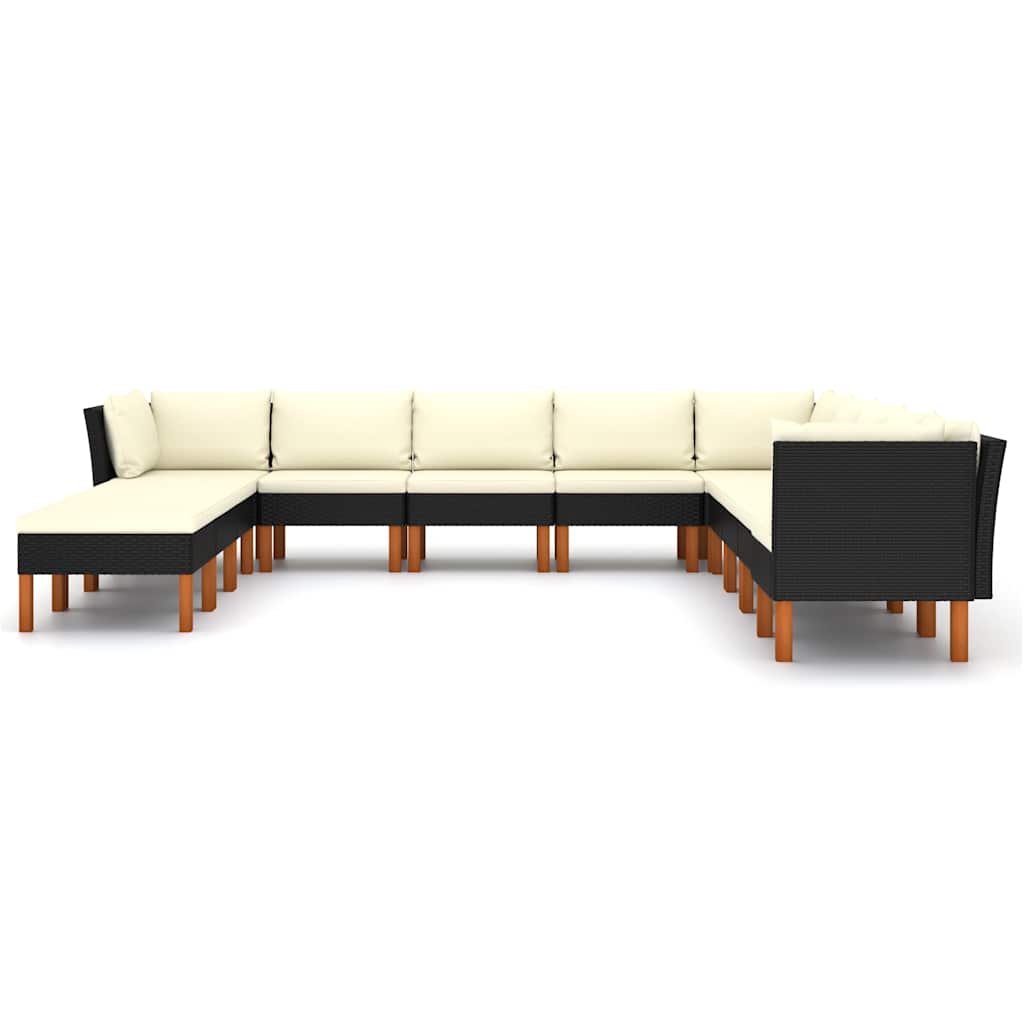 12-delige Loungeset met kussens poly rattan zwart is nu te koop bij PeponiXL, paradijselijk wonen!