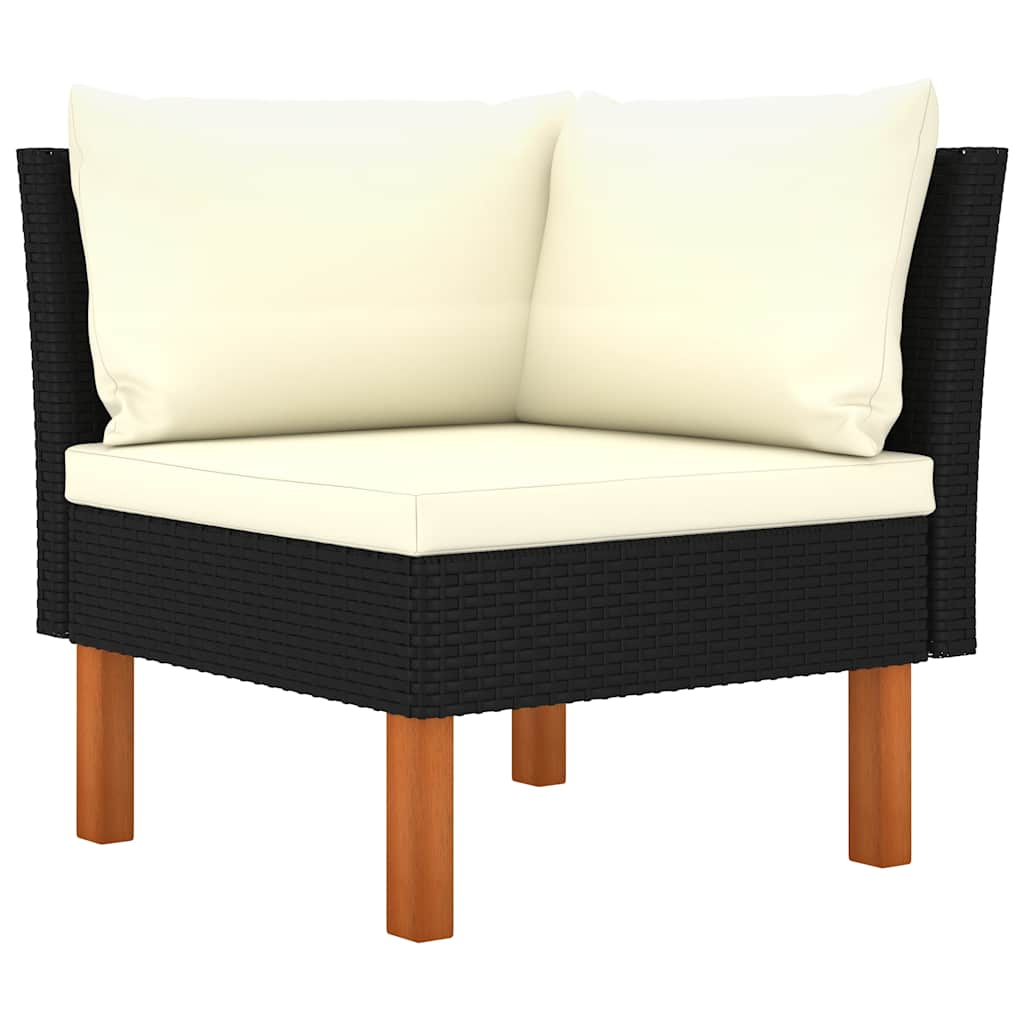 4-delige Loungeset met kussens poly rattan zwart is nu te koop bij PeponiXL, paradijselijk wonen!
