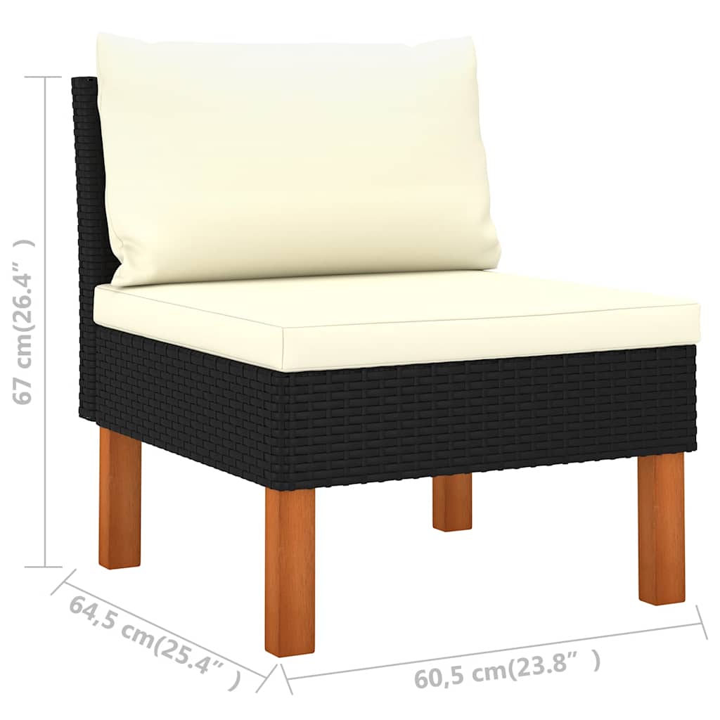 4-delige Loungeset met kussens poly rattan zwart is nu te koop bij PeponiXL, paradijselijk wonen!