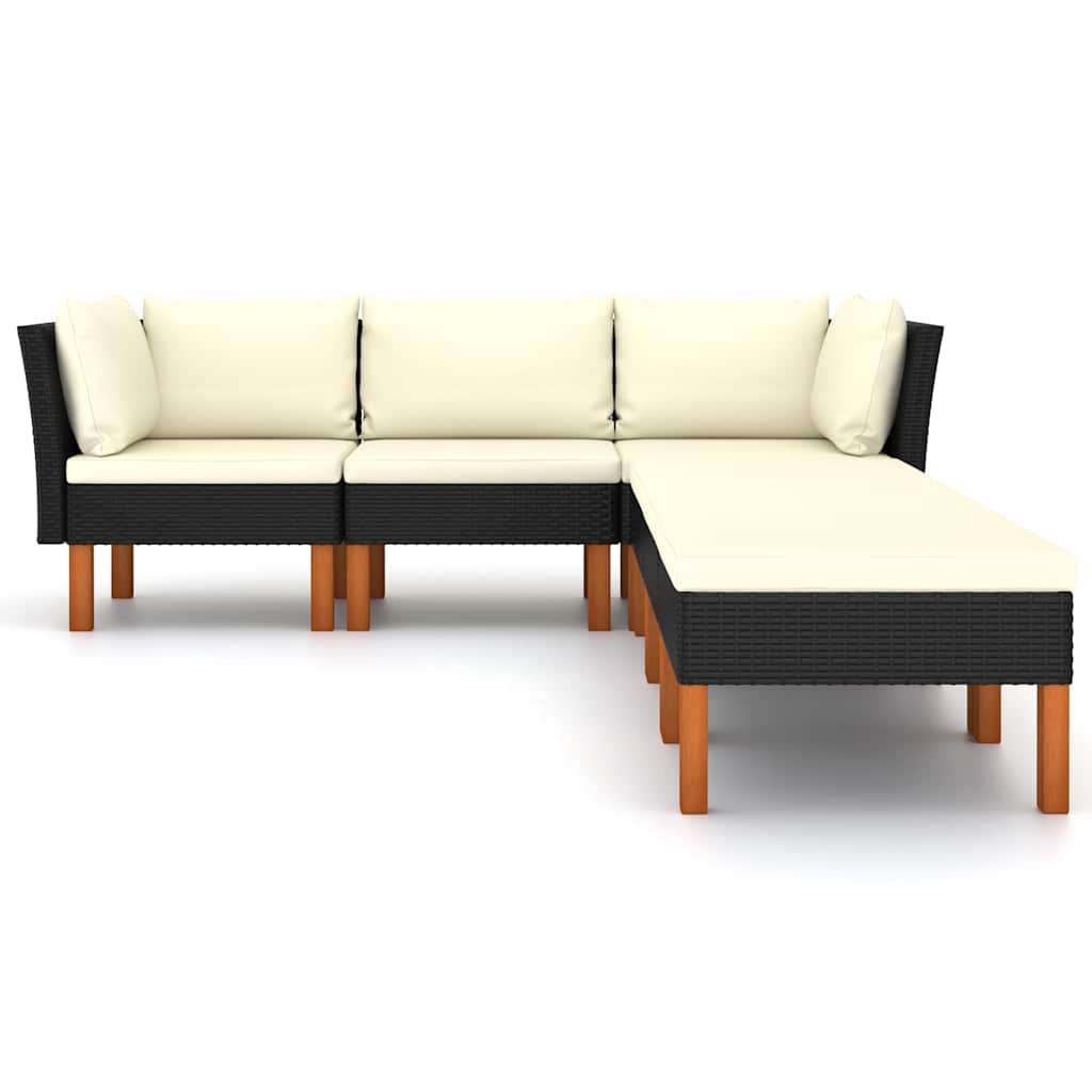6-delige Loungeset met kussens poly rattan zwart is nu te koop bij PeponiXL, paradijselijk wonen!
