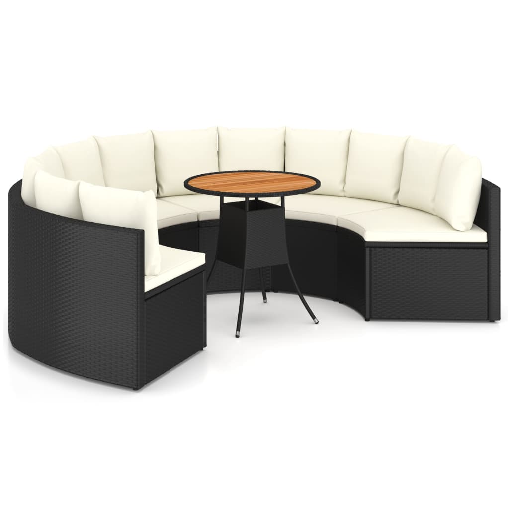 7-delige Loungeset met kussens poly rattan zwart is nu te koop bij PeponiXL, paradijselijk wonen!