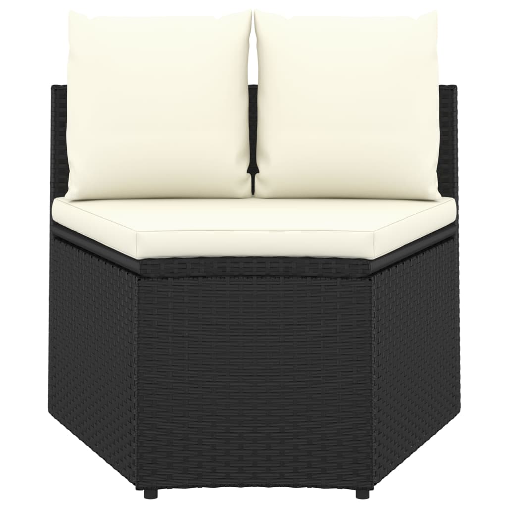 7-delige Loungeset met kussens poly rattan zwart is nu te koop bij PeponiXL, paradijselijk wonen!
