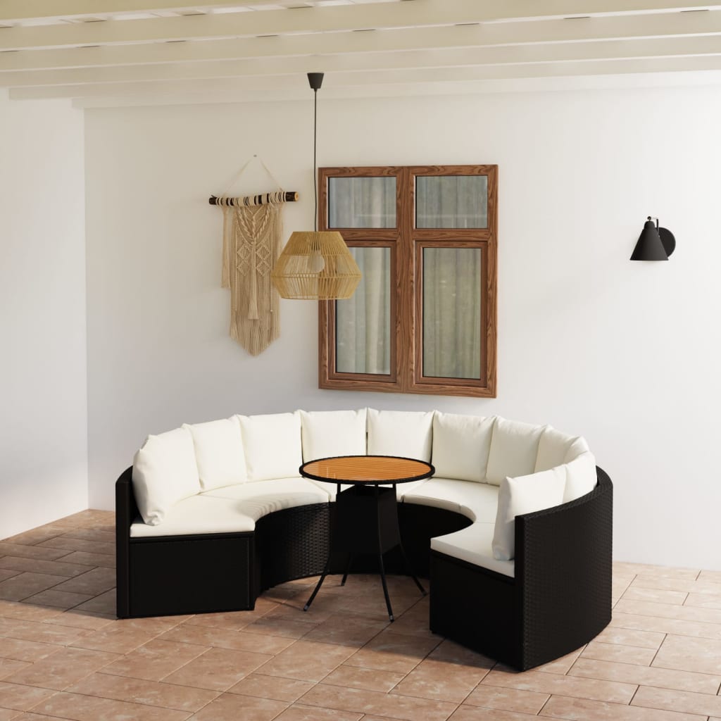 7-delige Loungeset met kussens poly rattan zwart is nu te koop bij PeponiXL, paradijselijk wonen!