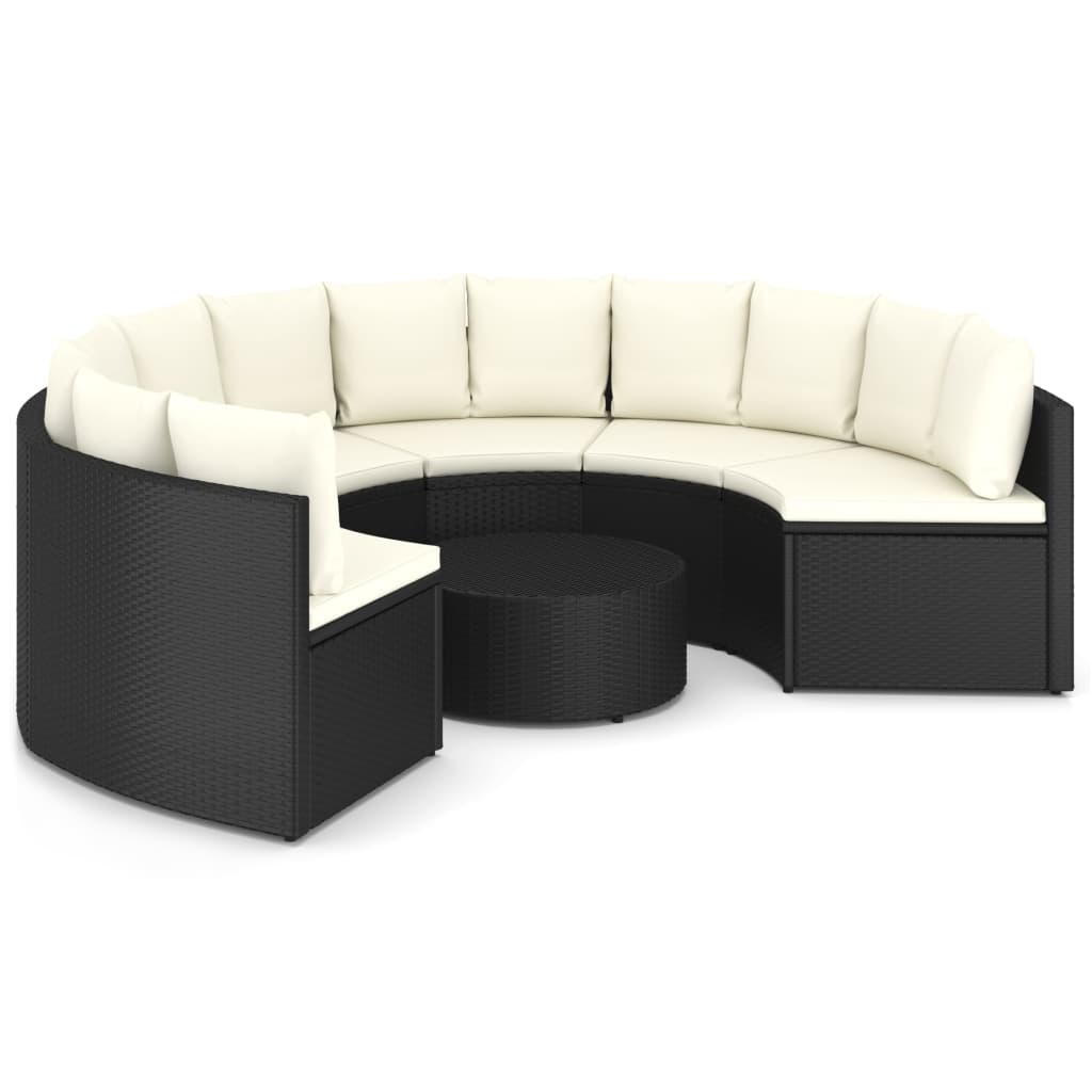 7-delige Loungeset met kussens poly rattan zwart is nu te koop bij PeponiXL, paradijselijk wonen!