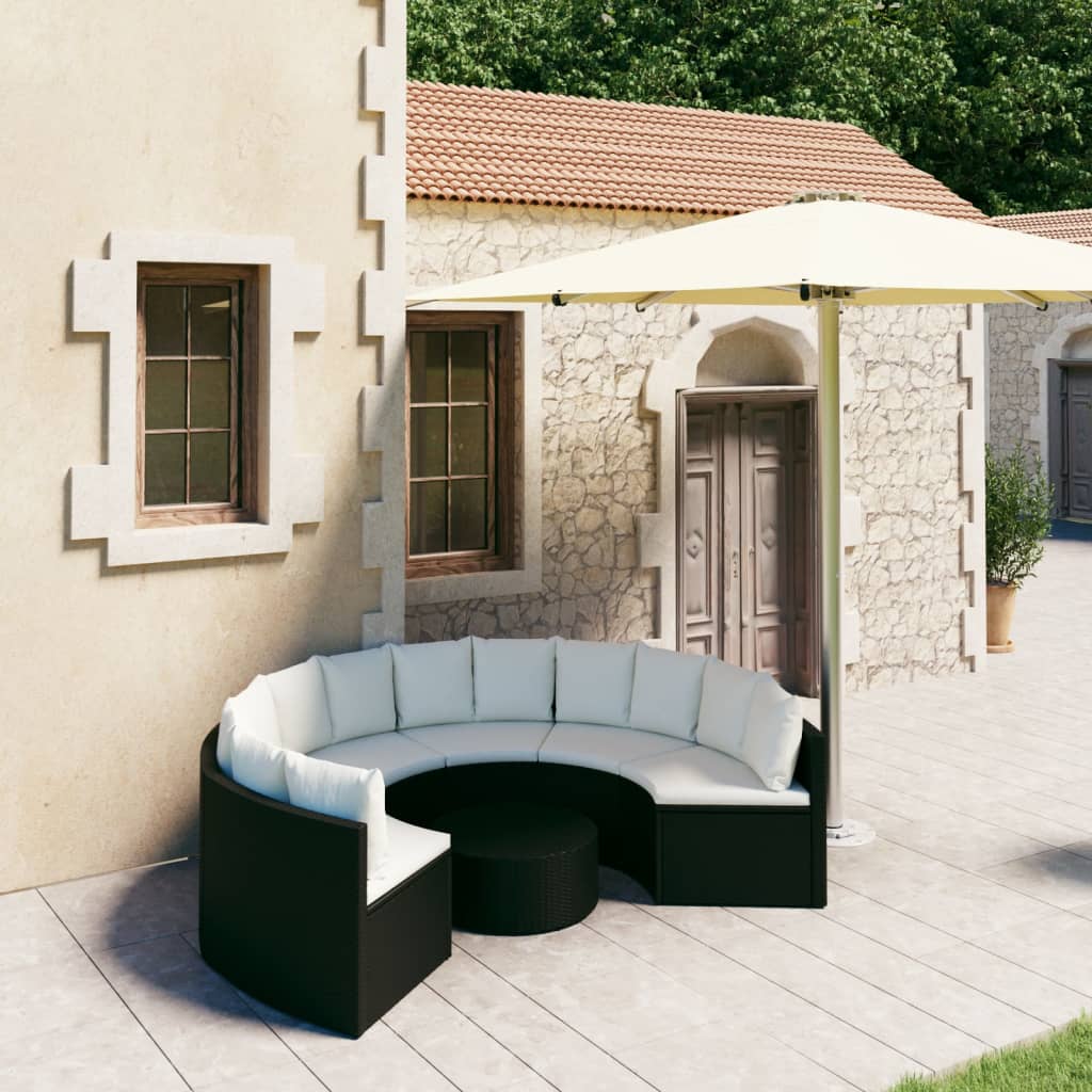 7-delige Loungeset met kussens poly rattan zwart is nu te koop bij PeponiXL, paradijselijk wonen!