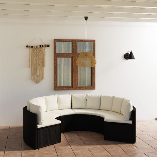 6-delige Loungeset met kussens poly rattan zwart is nu te koop bij PeponiXL, paradijselijk wonen!