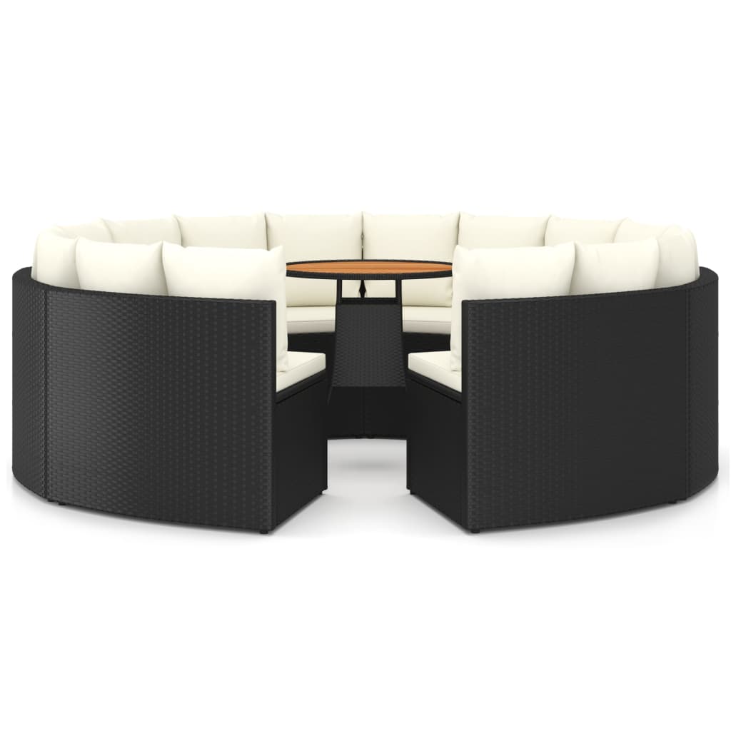 9-delige Loungeset met kussens poly rattan zwart is nu te koop bij PeponiXL, paradijselijk wonen!