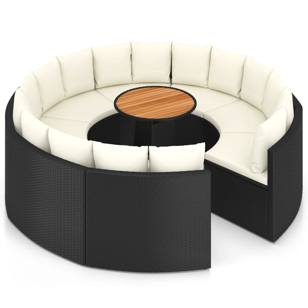 9-delige Loungeset met kussens poly rattan zwart is nu te koop bij PeponiXL, paradijselijk wonen!