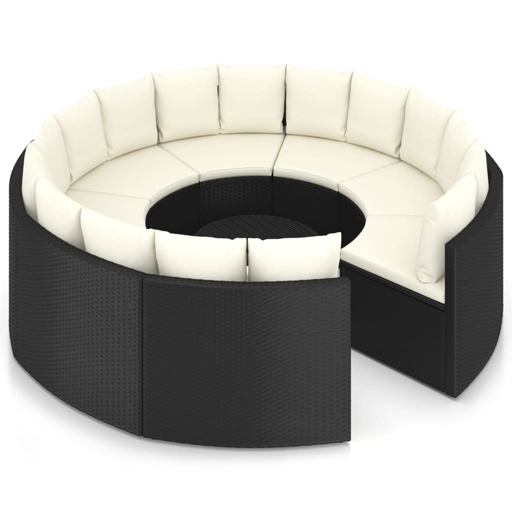 9-delige Loungeset met kussens poly rattan zwart is nu te koop bij PeponiXL, paradijselijk wonen!