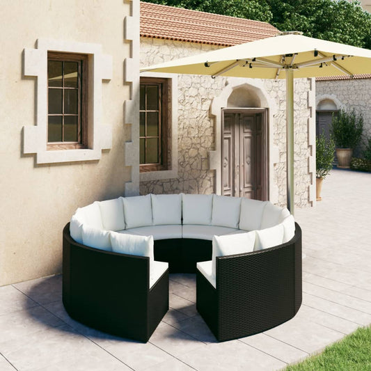 8-delige Loungeset met kussens poly rattan zwart is nu te koop bij PeponiXL, paradijselijk wonen!