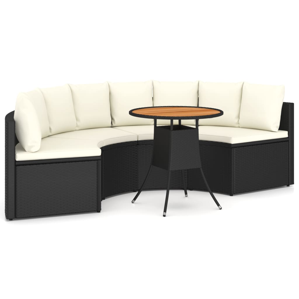 5-delige Loungeset met kussens poly rattan zwart is nu te koop bij PeponiXL, paradijselijk wonen!