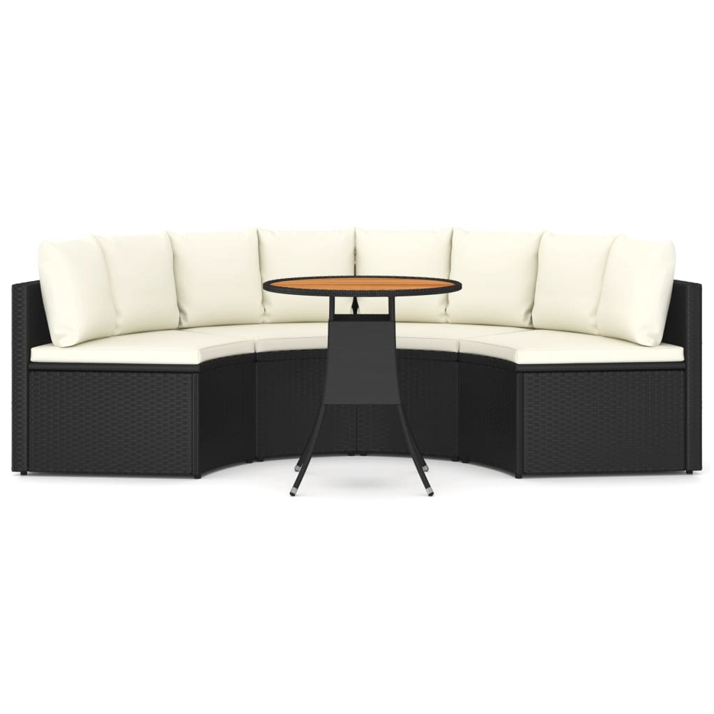 5-delige Loungeset met kussens poly rattan zwart is nu te koop bij PeponiXL, paradijselijk wonen!