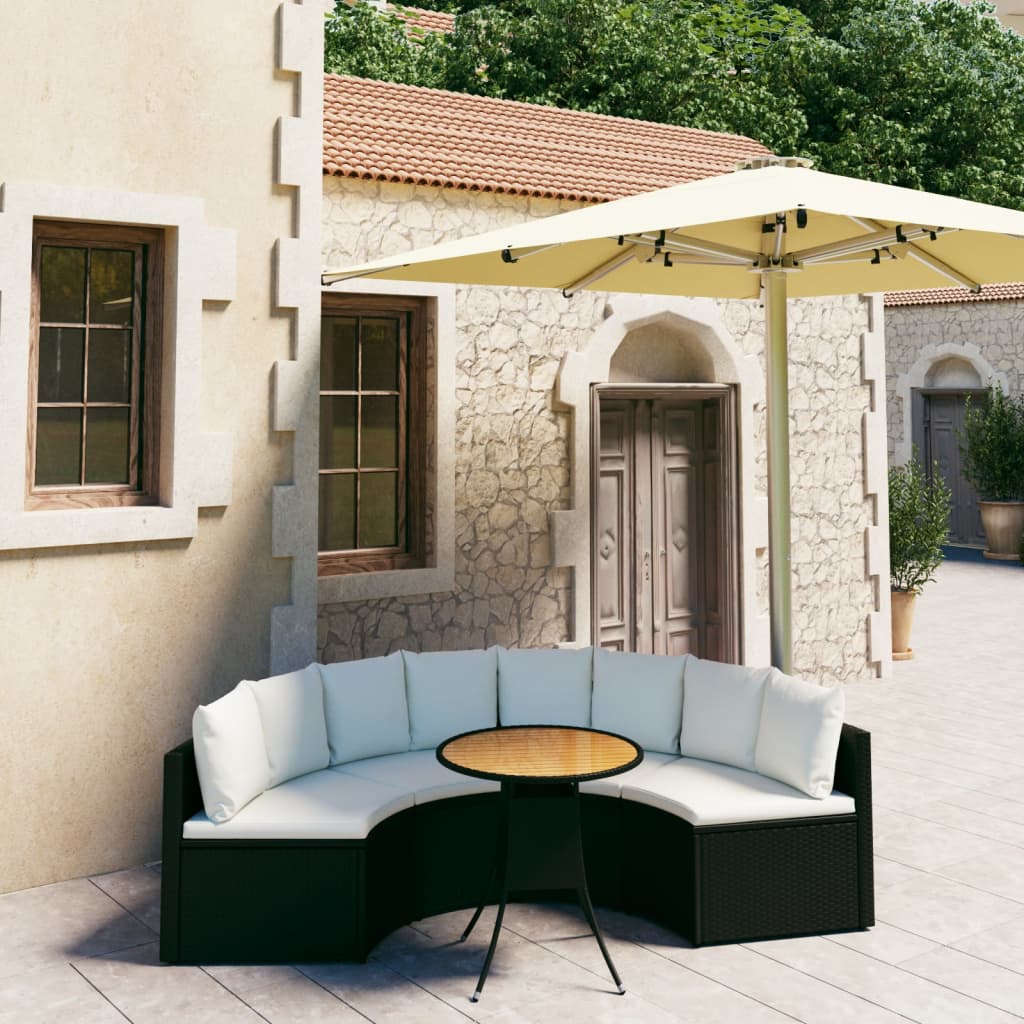 5-delige Loungeset met kussens poly rattan zwart is nu te koop bij PeponiXL, paradijselijk wonen!