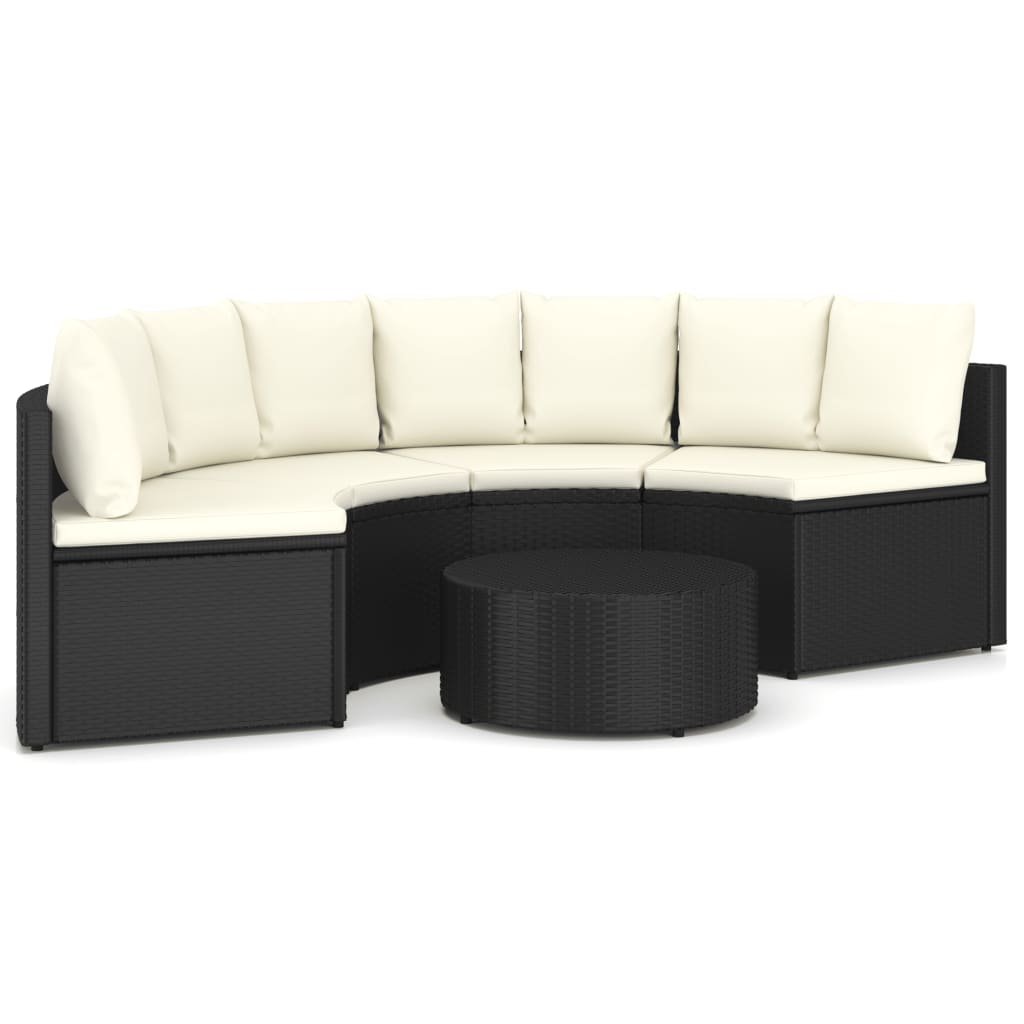 5-delige Loungeset met kussens poly rattan zwart is nu te koop bij PeponiXL, paradijselijk wonen!