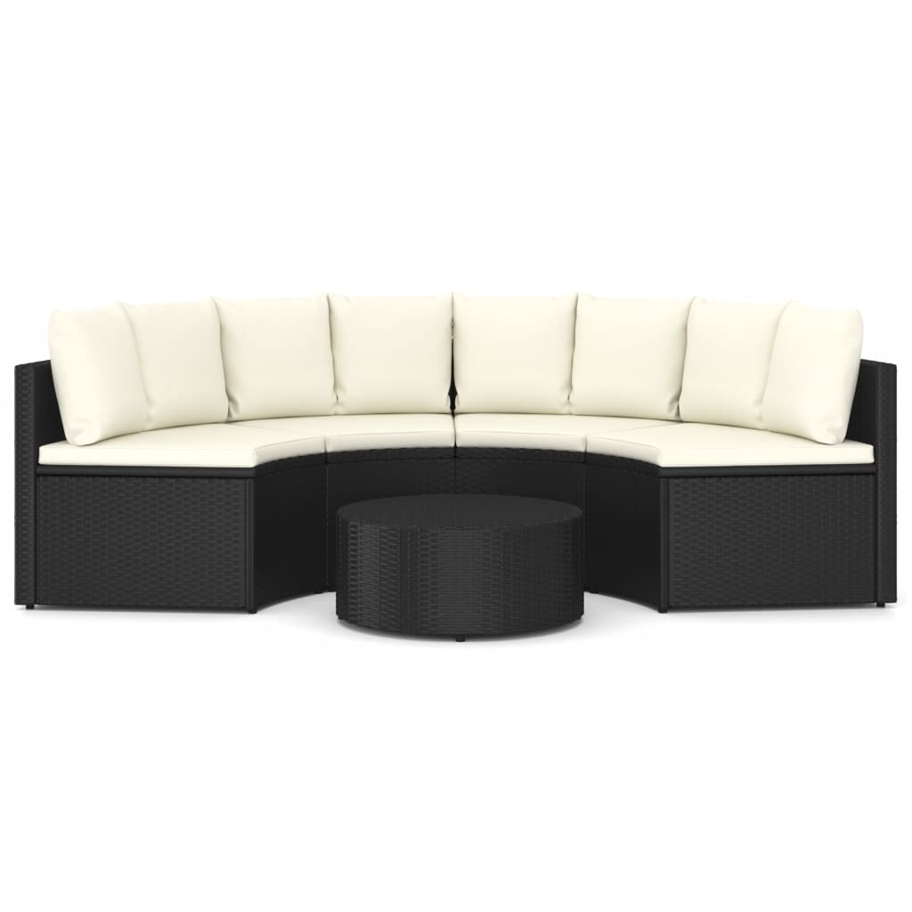 5-delige Loungeset met kussens poly rattan zwart is nu te koop bij PeponiXL, paradijselijk wonen!