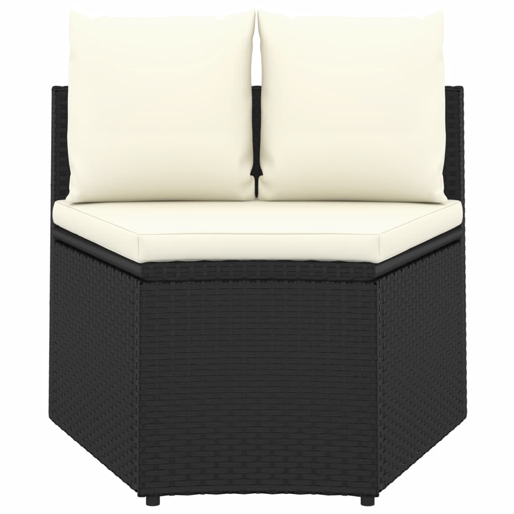 5-delige Loungeset met kussens poly rattan zwart is nu te koop bij PeponiXL, paradijselijk wonen!