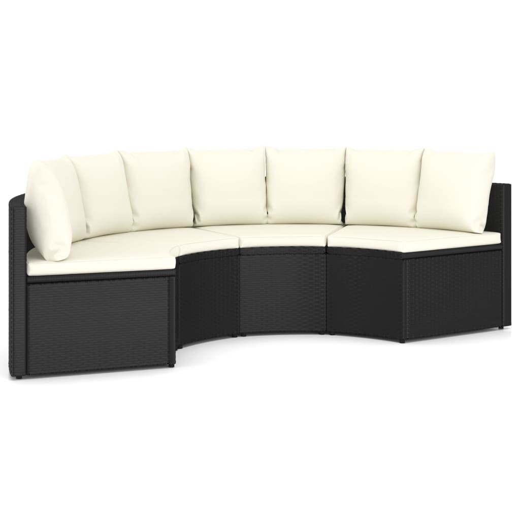 4-delige Loungeset met kussens poly rattan zwart is nu te koop bij PeponiXL, paradijselijk wonen!