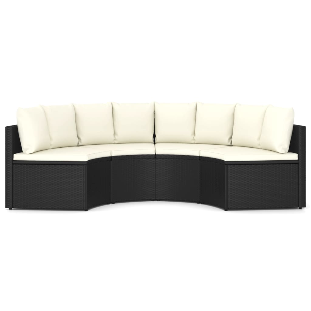 4-delige Loungeset met kussens poly rattan zwart is nu te koop bij PeponiXL, paradijselijk wonen!