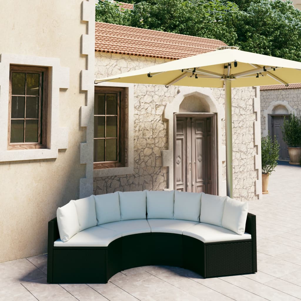 4-delige Loungeset met kussens poly rattan zwart is nu te koop bij PeponiXL, paradijselijk wonen!