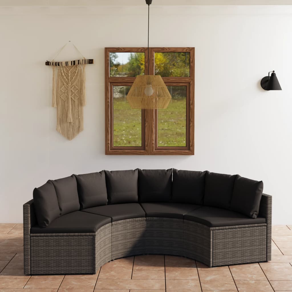 4-delige Loungeset met kussens poly rattan grijs is nu te koop bij PeponiXL, paradijselijk wonen!