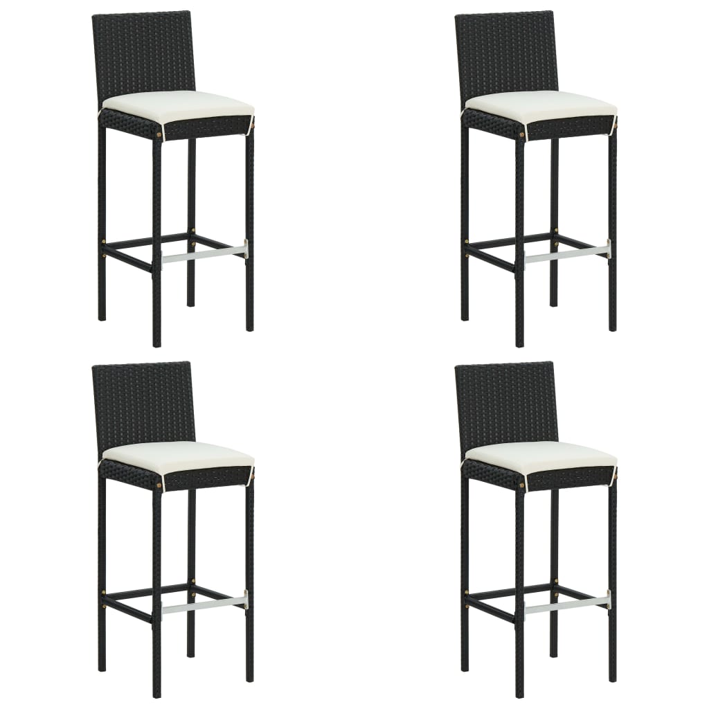 5-delige Tuinbarset met kussens poly rattan zwart is nu te koop bij PeponiXL, paradijselijk wonen!