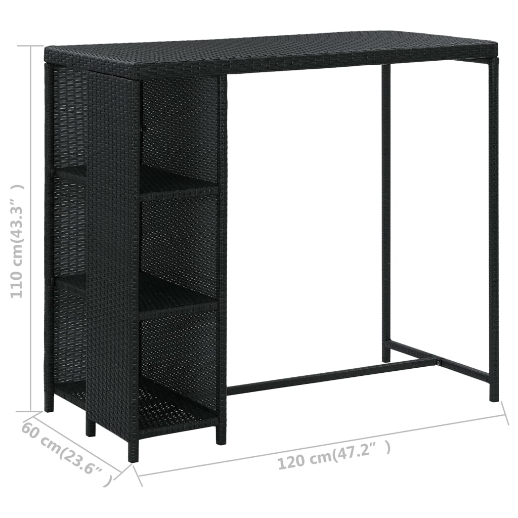 5-delige Tuinbarset met kussens poly rattan zwart is nu te koop bij PeponiXL, paradijselijk wonen!