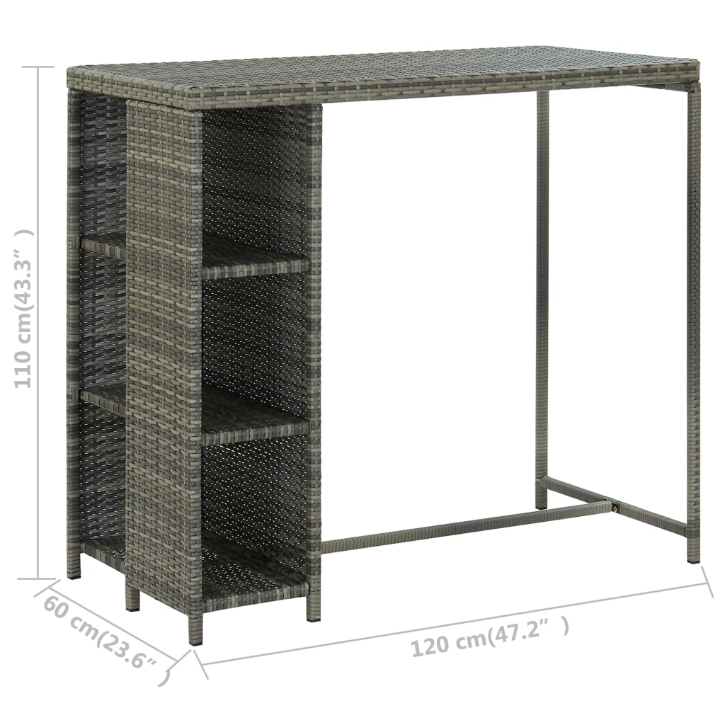 5-delige Tuinbarset met kussens poly rattan grijs is nu te koop bij PeponiXL, paradijselijk wonen!
