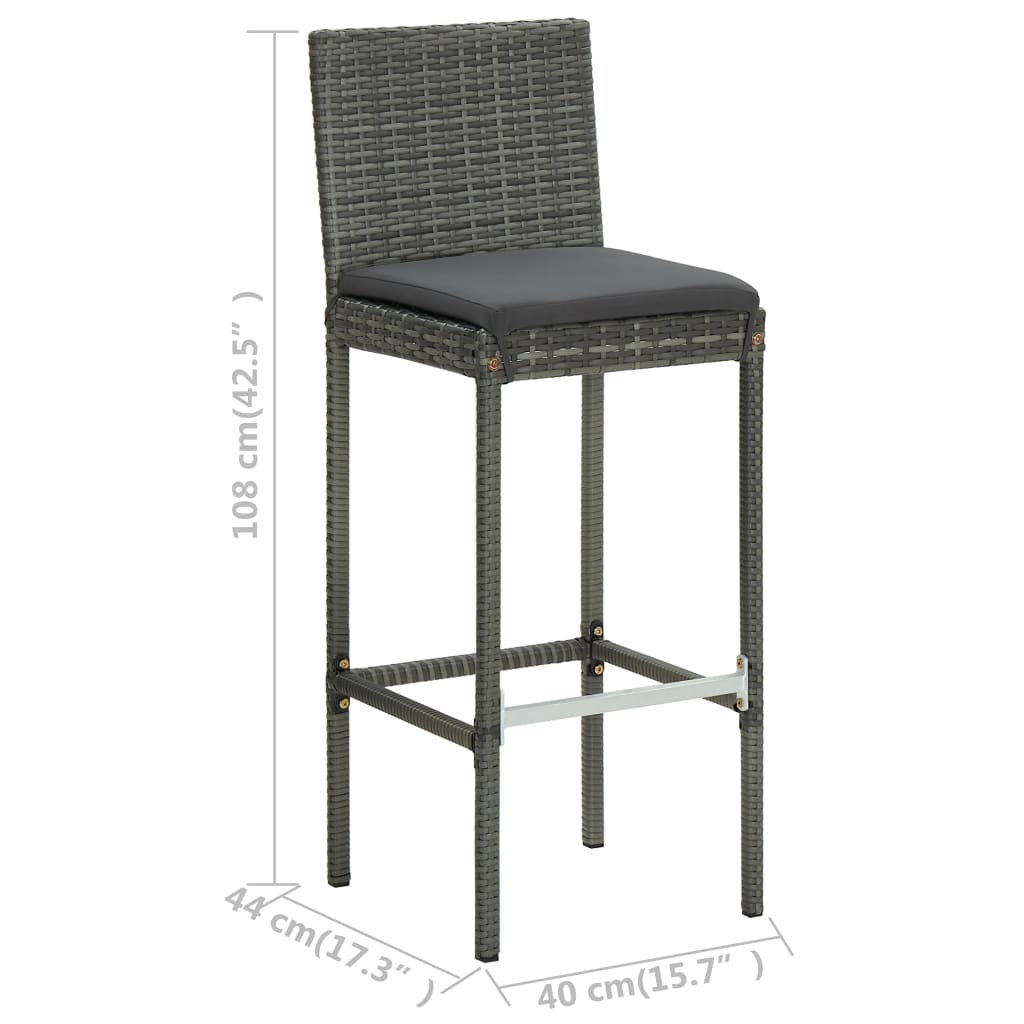 5-delige Tuinbarset met kussens poly rattan grijs is nu te koop bij PeponiXL, paradijselijk wonen!