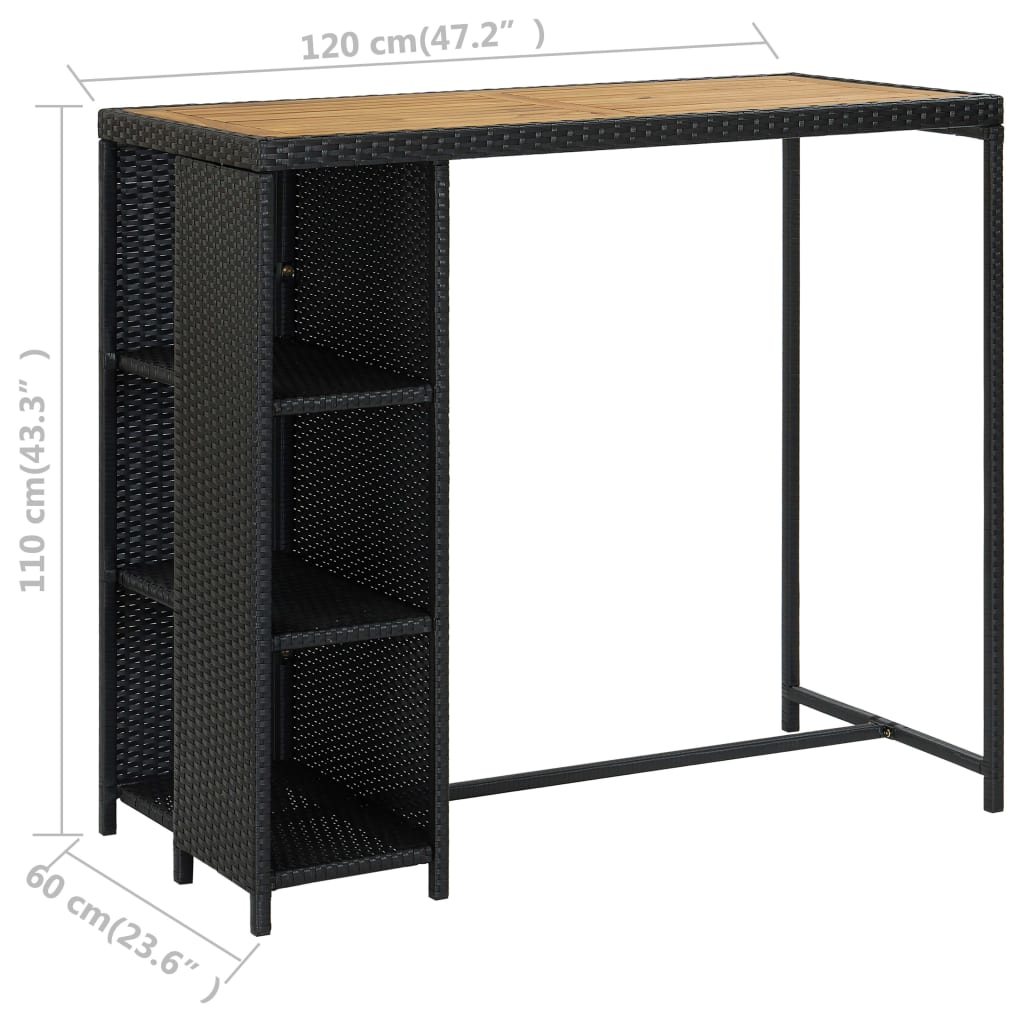 5-delige Tuinbarset met kussens poly rattan zwart is nu te koop bij PeponiXL, paradijselijk wonen!
