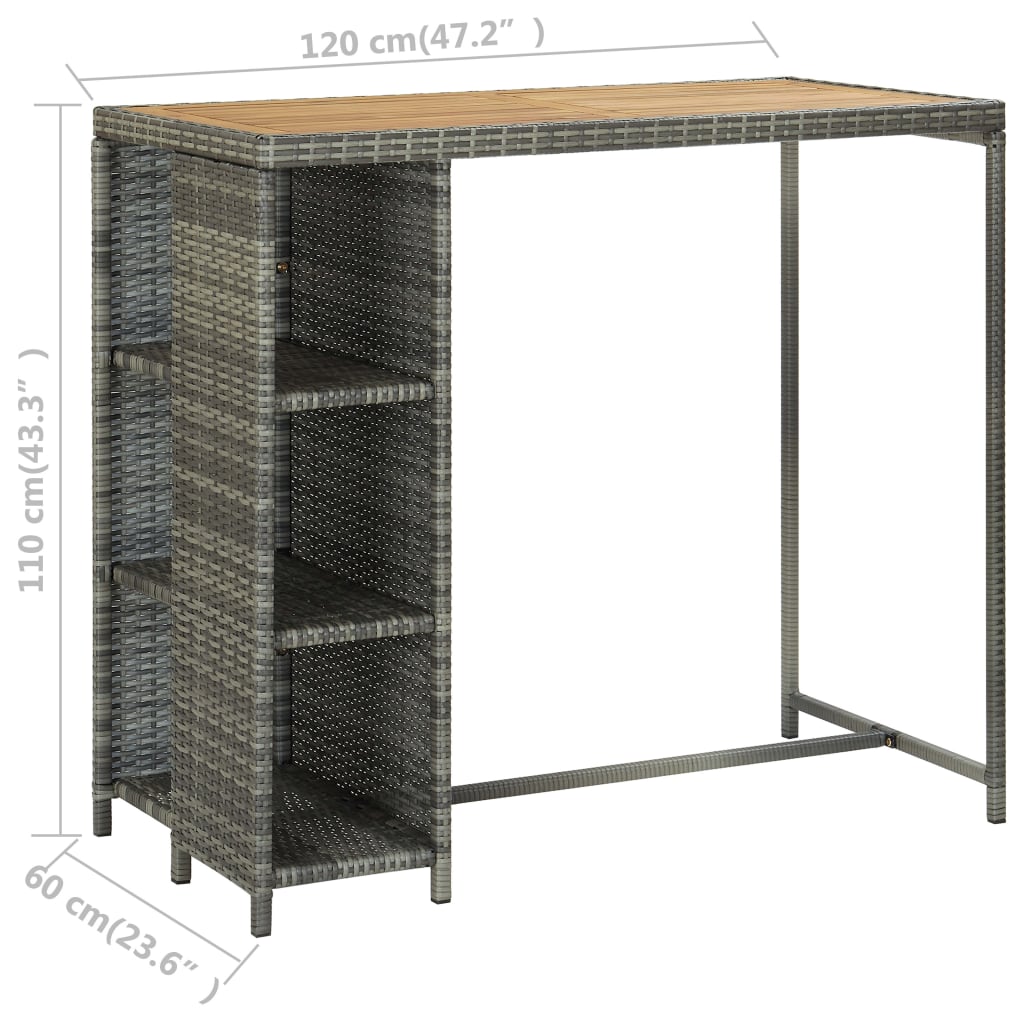 5-delige Tuinbarset met kussens poly rattan grijs is nu te koop bij PeponiXL, paradijselijk wonen!