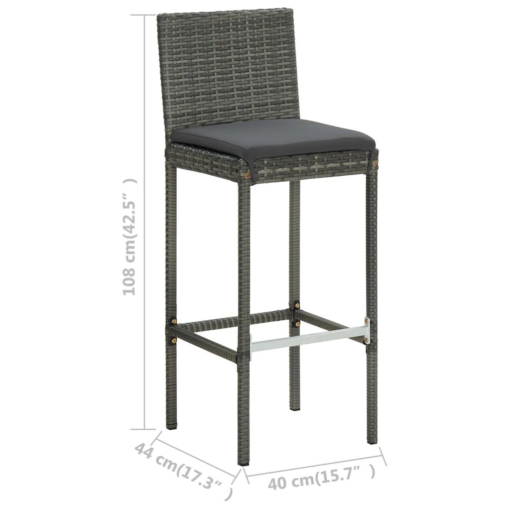 5-delige Tuinbarset met kussens poly rattan grijs is nu te koop bij PeponiXL, paradijselijk wonen!