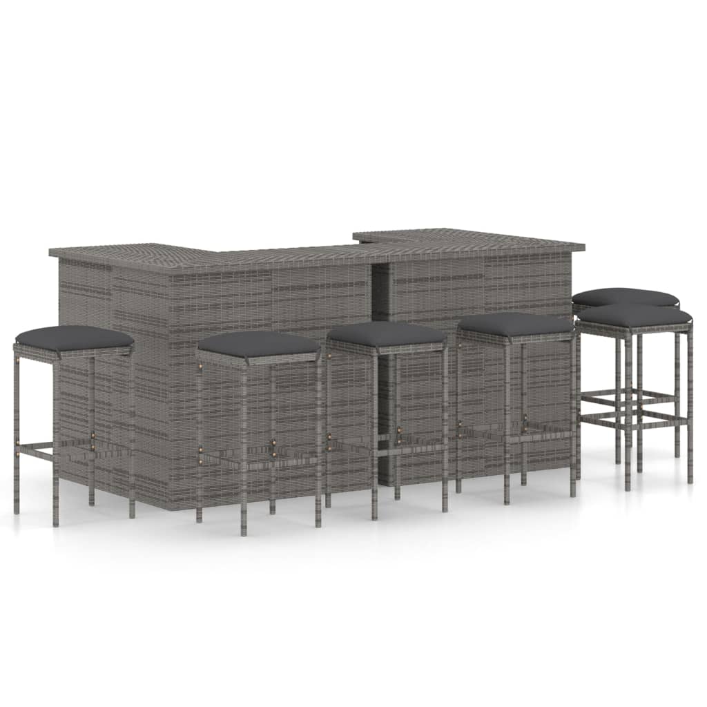 8-delige Tuinbarset met kussens poly rattan grijs is nu te koop bij PeponiXL, paradijselijk wonen!