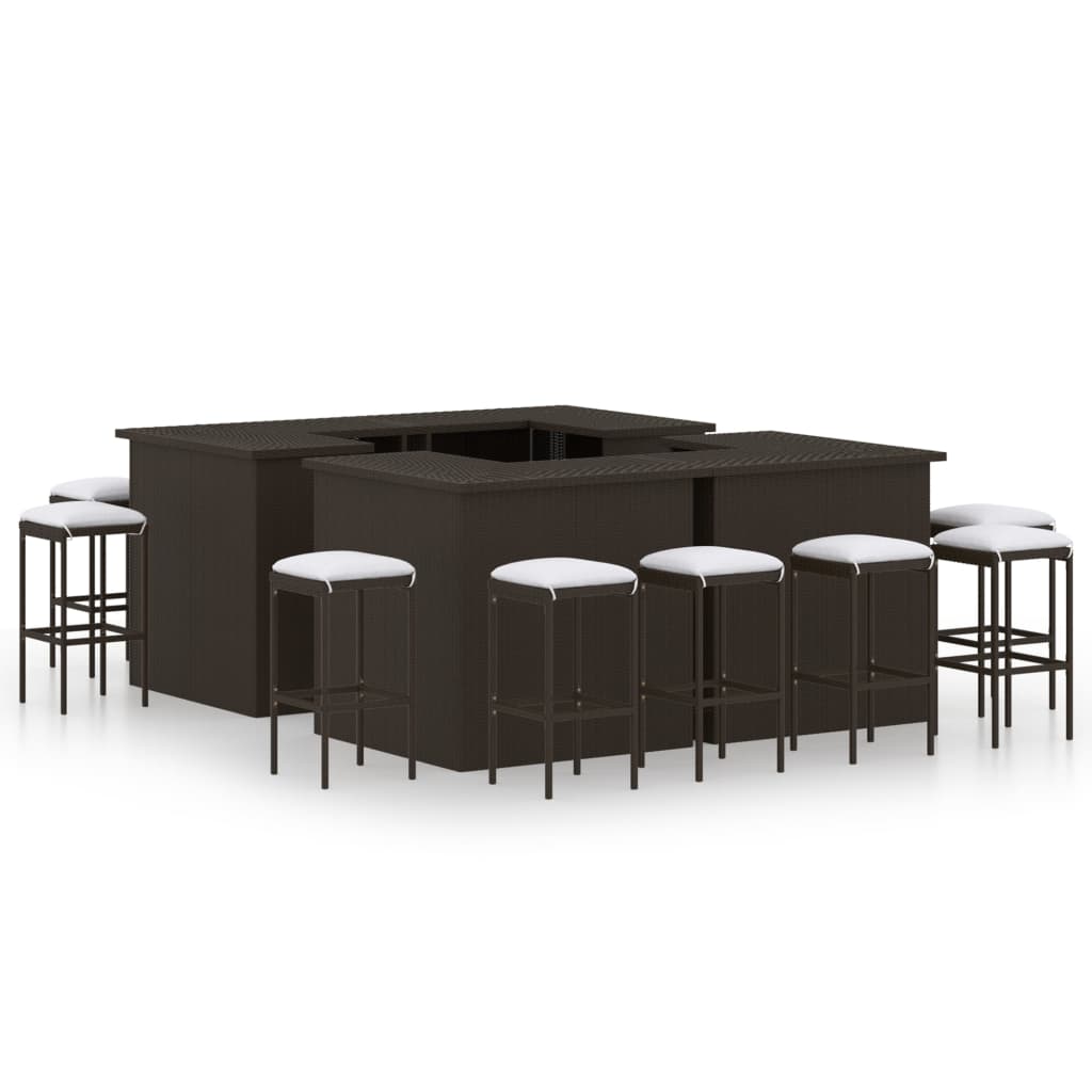 16-delige Tuinbarset met kussens poly rattan bruin is nu te koop bij PeponiXL, paradijselijk wonen!