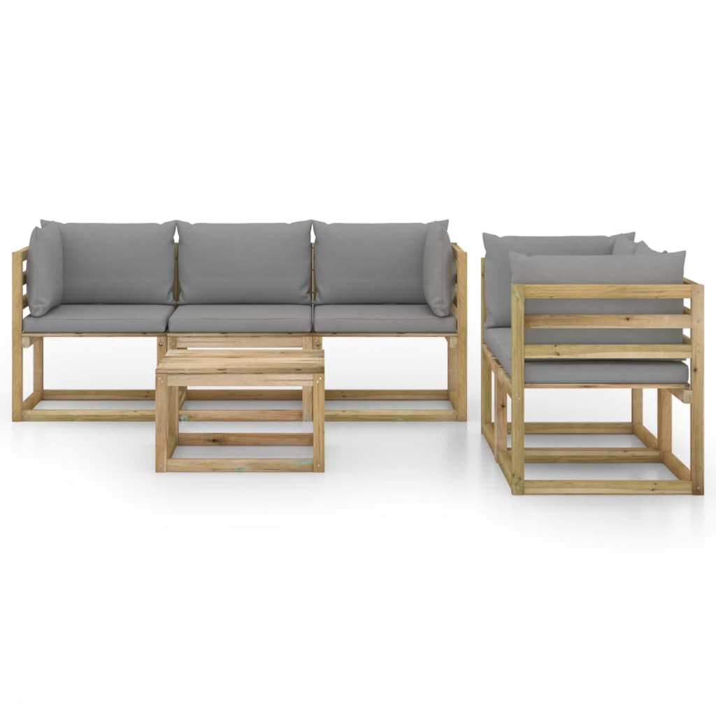 6-delige Loungeset met grijze kussens is nu te koop bij PeponiXL, paradijselijk wonen!