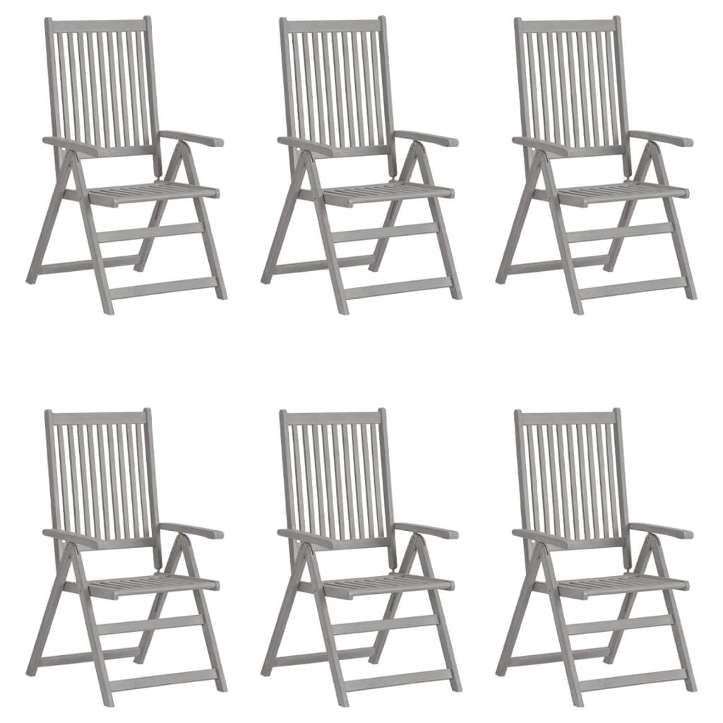 Tuinstoelen 6 st verstelbaar met kussens massief acaciahout is nu te koop bij PeponiXL, paradijselijk wonen!